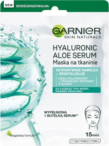 Hydratačná maska na tvár Garnier Hyaluronic Aloe Serum na tkanine