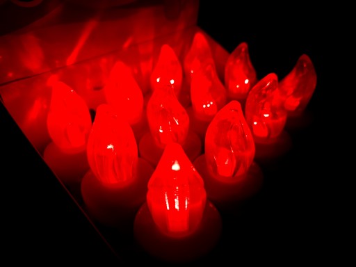 LED vložky na batérie R6 na sviečky, vložky do sviečok, elektrické červené vložky