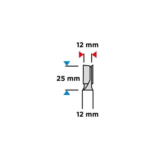 Dvojbřitá stopková fréza, HM, 12 x 25 mm, stopka