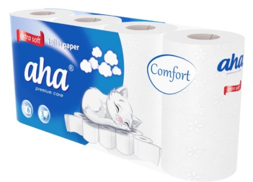 AHA Premium Extra jemný toaletný papier bez zápachu, 3 vrstvy, biely, 8 kotúčov
