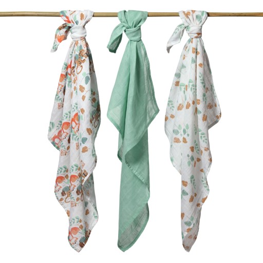 Babyono 348/12 MUSLIN PIAPERS mušelínová plienka 3KS ZELENÁ