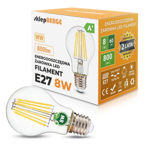 LED E27 8W Edison retro dekoratívna vláknová žiarovka