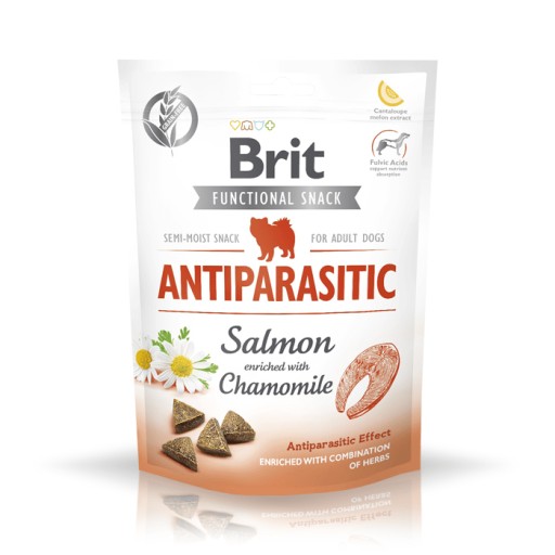 BRIT ANTIPARAZITICKÁ funkčná pochúťka pre psov Losos s harmančekom 150g