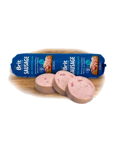 Brit Premium By Nature kuracia & jahňacia klobása pre psov 800 g