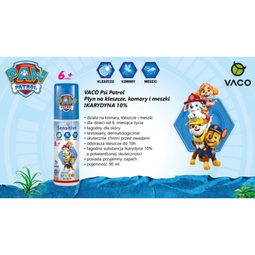 VACO PAW Patrol pre deti od 6 mesiacov kliešte komáre pakomáre ICARYDS 10% 90ml
