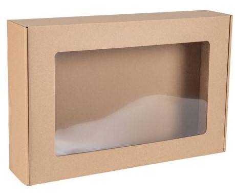 KRABIČKA S KARTÓNOM VYREZANIE OKIENKA 45x30x10 DARČEKOVÉ BALENIE