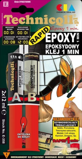 EPOXIDOVÉ LEPIDLO 1 MIN. BEZFAREBNÝ Technicqll 24 ml