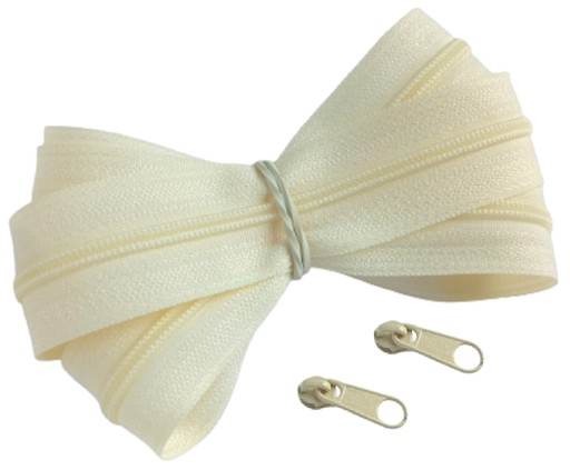 Špirálový zips 3 mm zips KRÉMOVÝ 1 meter + 2 zipsy