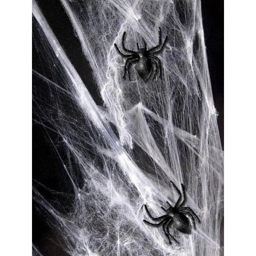 Pavučina Biela 2 Pavúky 20 g Dekorácia na Halloween