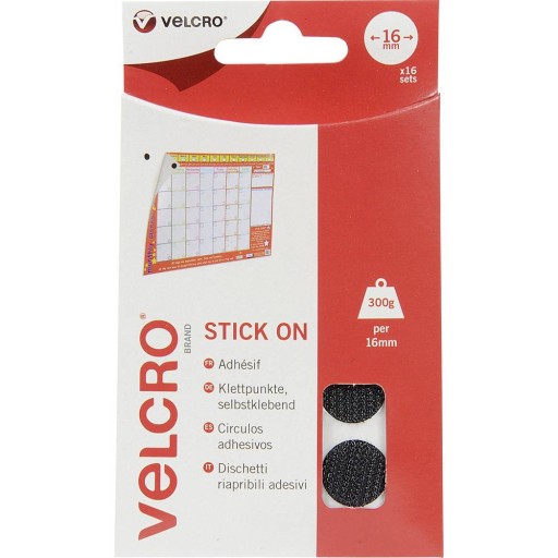 VELCRO Samolepiaci suchý zips 16mm office home 16 kusov čierny