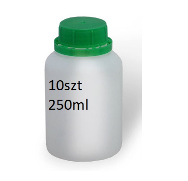 Plastová fľaša 250 ml s vrchnákom a uzáverom, 10 ks