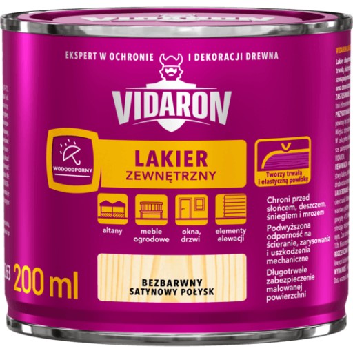 VIDARON SATÉN VONKAJŠÍ LAK NA DREVO 0,2L
