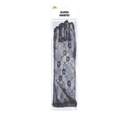 Karnevalové silvestrovské čierne rukavice, 36 cm