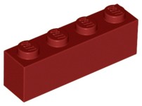 LEGO 3010 BRICK 1x4 tmavo červená (20g) 12 ks.