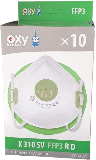 polomaska OXY LINE FFP3 P3 R D X310 ochrana proti prachu a vírusom 1 kus