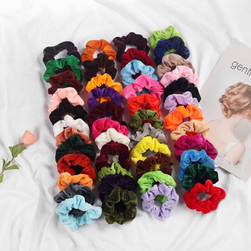 Gumička do vlasov, scrunchie, zamat, zelené froté, zamatový zamat