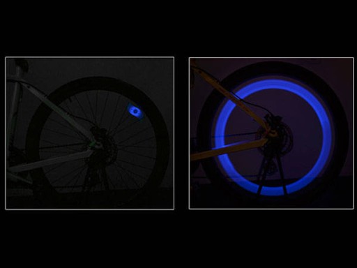 LED osvetlenie bicykla na lúčoch, lampa, batéria, MODRÁ FARBA