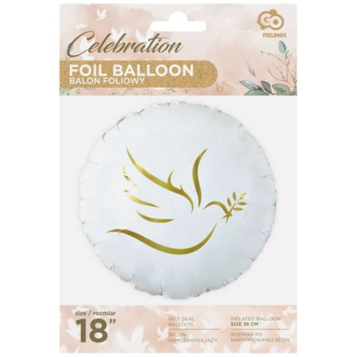 Biela fólia BALÓN SVÄTÉ PRIJÍMANIE ZLATÁ HOLUBIČKA
