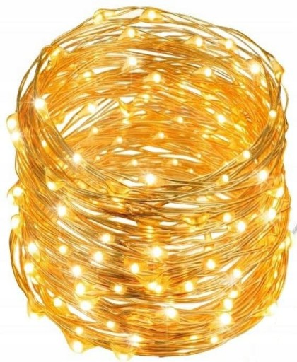 100 LED DRÔTOVÝCH SVIETIDIEL, NA BATÉRIU, TEPLÉ BIELE, 10M