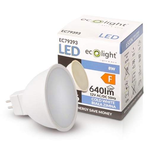 LED žiarovka MR16 12V 8W = 60W 640lm Studená
