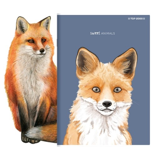 Kockovaný zápisník s okrajom A5 TOP-2000 SWEET ANIMAL 60 listov
