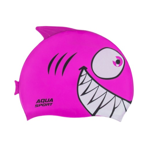 Silikónová kúpacia čiapka pre deti do bazéna Aqua-Sport Junior Shark Pink