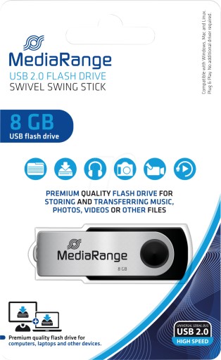 PENDRIVE USB MEMORY 8GB USB2.0 otočná otočná tyč MR908 MEDIARANGE