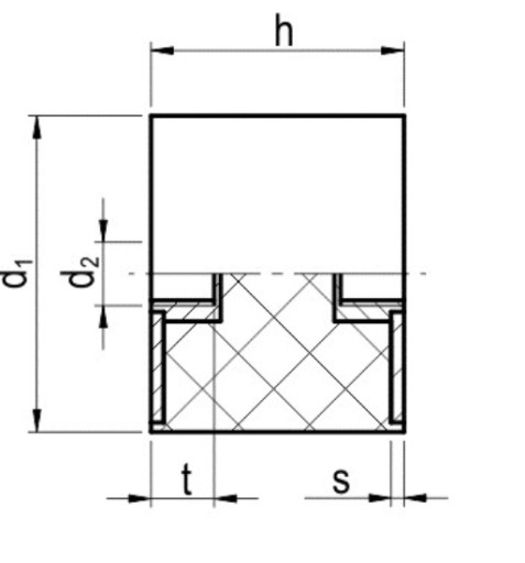 Vibroizolátor Typ C 50X50 M10 60 ShA
