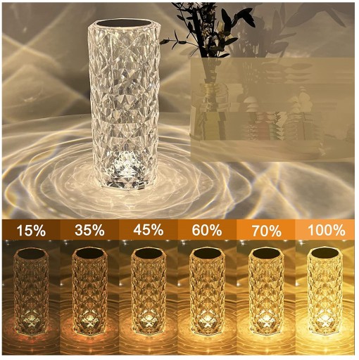 LED NOČNÁ STOJANÁ LAMPA DOTYKOVÉ MODERNÉ GLAMOUR CRYSTAL USB DIAĽKOVÉ OVLÁDANIE