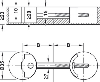 Stolový konektor ZipBolt 35/M6x81mm