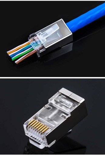 RJ45 zástrčka cat6 prechádza cez sito 10 x