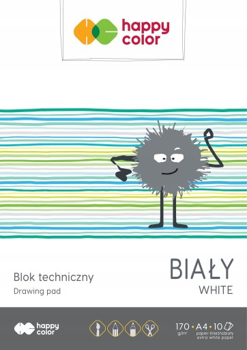HAPPY FAREBNÉ KRESLENIE BLOK A4 BIELY PAPIER