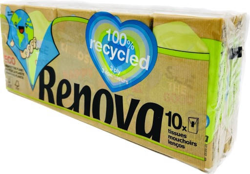 Renova Recyklované vreckové obrúsky 10x9 ks