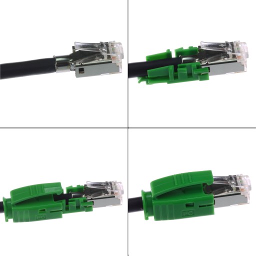 Zástrčka s krytom RJ45 6 6A FTP zelená Telegartner