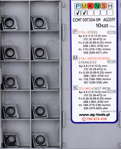 VIACLAPEĽOVÉ VLOŽKY CCMT 09T304 SM AG25TF