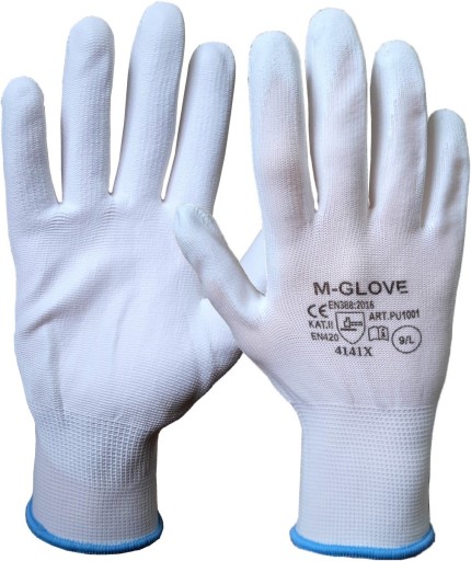 M-Glove biele PU ochranné rukavice, presné uchopenie 8