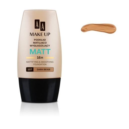 AA Make Up Matt Zmatňujúci a vyhladzujúci podkladový make-up 107 Dark Beige 30 ml