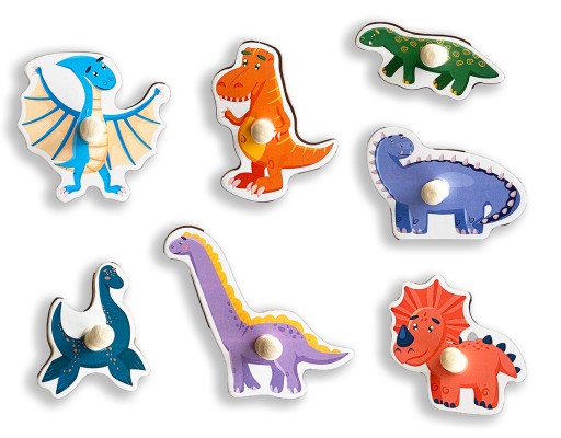 SMILY PLAY Montessori drevené puzzle dinosaury