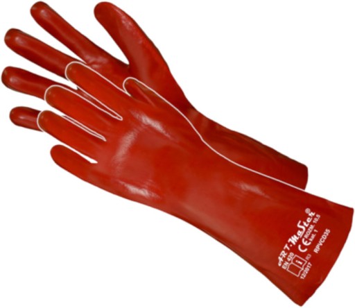 DLHÉ PRACOVNÉ RUKAVICE, OCHRANNÁ GUMA, POVRCHNUTÉ PVC, 35 CM