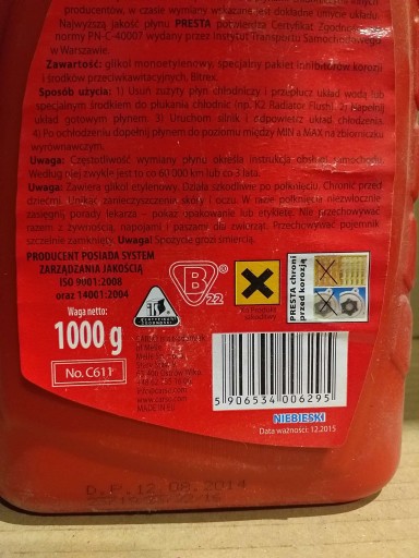 Carso PRESTA Chladiaca kvapalina 1L -35°C C611 MODRÁ - VÝPREDAJ