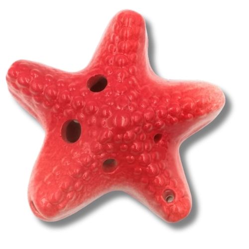 mini OCARINA keramická STAR červená 6 otvorov rukoväte ocarina poznámky