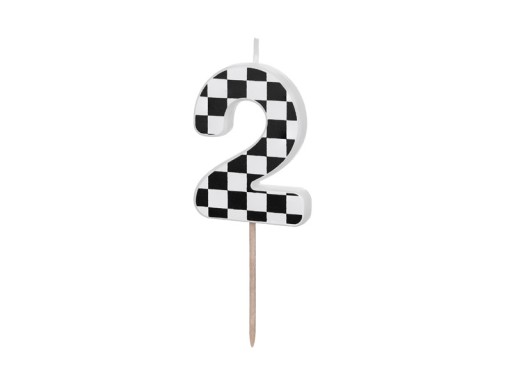 Narodeninová sviečka číslo 2 - čiernobiela, 5,5 cm