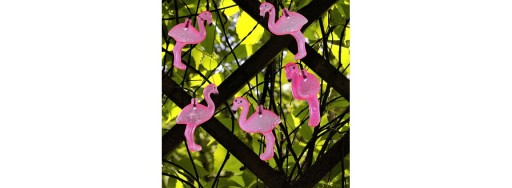 LED solárna girlanda FLAMINGOS ružová studená so súmrakovým senzorom 6m IP44