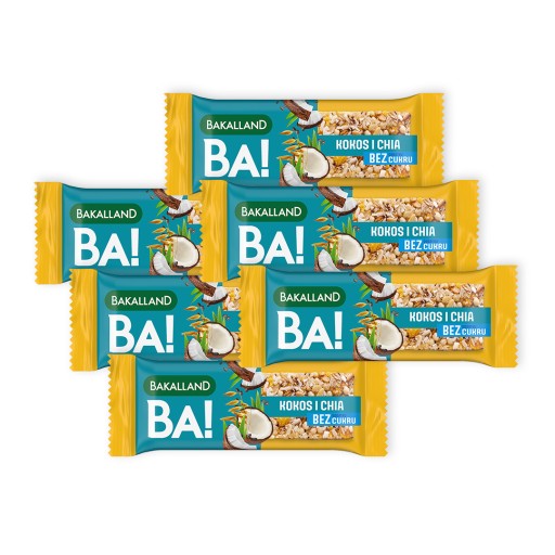 Cereálna tyčinka bez cukru Kokos a Chia Bakalland Ba! 6x40g raňajky