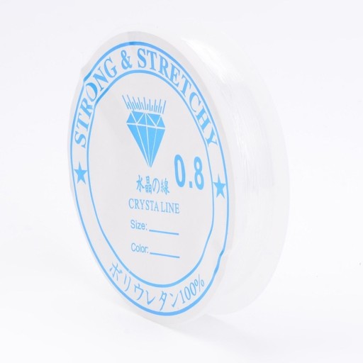 Elastická silikónová niť, na výrobu šperkov, bezfarebná, 0,8 mm, 7,5 m