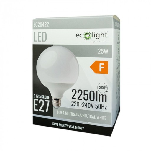 E27 LED žiarovka 25W 4000K 2250lm G120 Veľká úspora energie