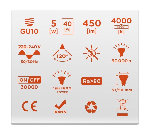 Led žiarovka GU10 5W = 40W 450lm 3 FARBY BERGE
