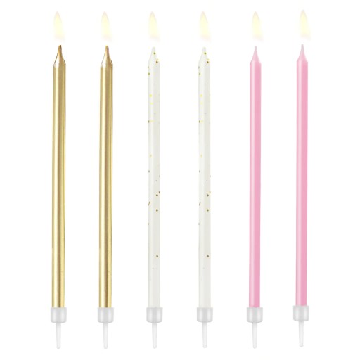 Narodeninové sviečky 3 farby White Pink Gold 6 ks.