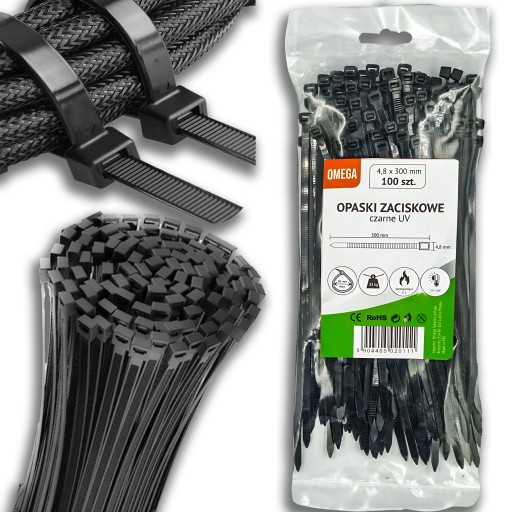 KABELOVÉ VIAZAČKY UV ČIERNA 4,8X300