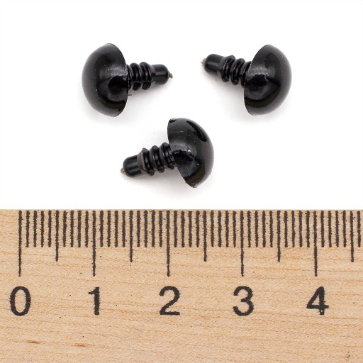 Bezpečnostné oči, plastové, bez svoriek, na hračky, čierne, 10 mm, 50 párov